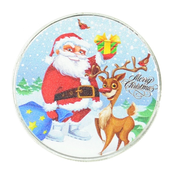 Fan Shu Amazon Hot Sale Custom Silver 999 Plated Santa Coins Merry Christmas Coin