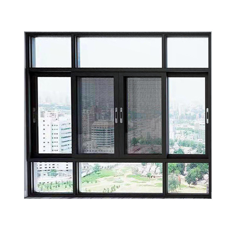 Double glazed aluminium 2 or 3 tracks sliding window aluminum windows with high quality 304 stainless steel sliding window