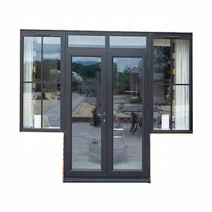 Superior Used Aluminum Exterior Soundproof Swinging Glass Patio French Double Door With Frames For Sale