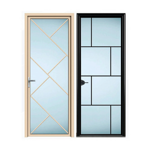 Waterproof Hot Sale Toilet Door Swing Door for Bathroom Aluminium High Performance Double Tempered Glass Graphic Design 3 Years