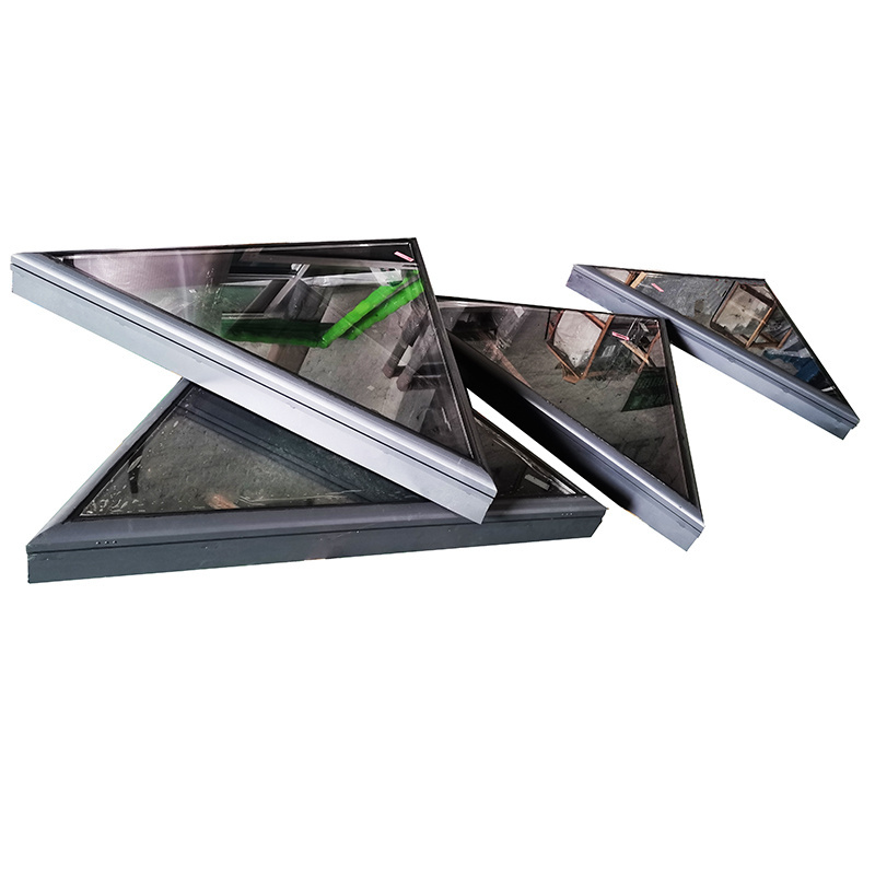 Special shape design glass window round triangle on size skylight roof window triangle glass fixed window