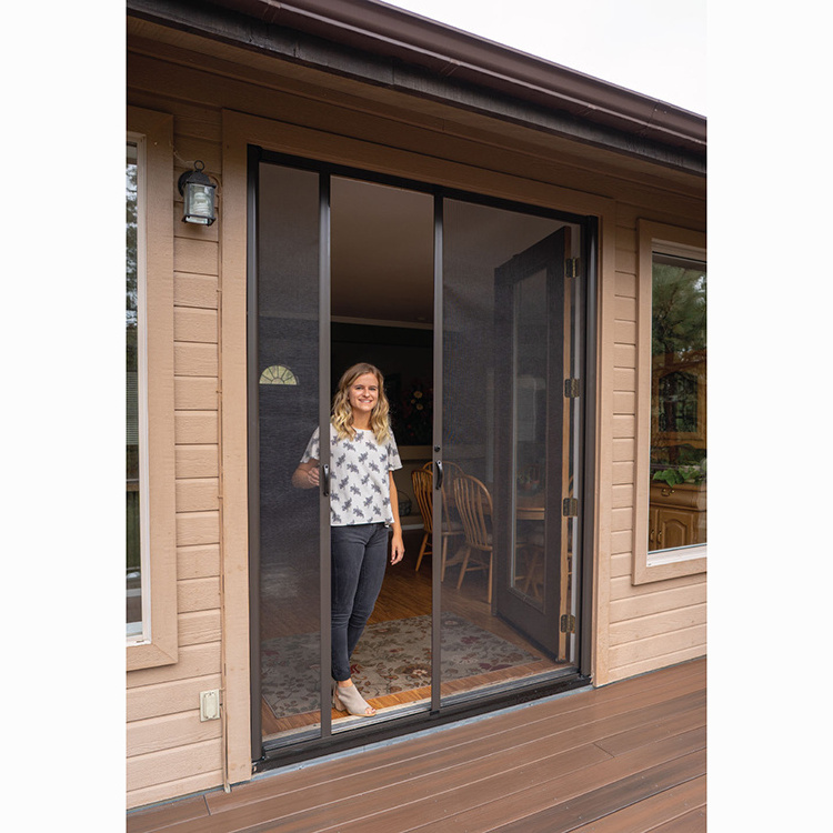 Wholesale trackless fly screen for sliding doors mosquito netting retractable with aluminum frame