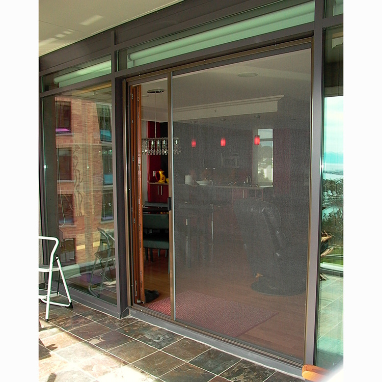 Wholesale trackless fly screen for sliding doors mosquito netting retractable with aluminum frame