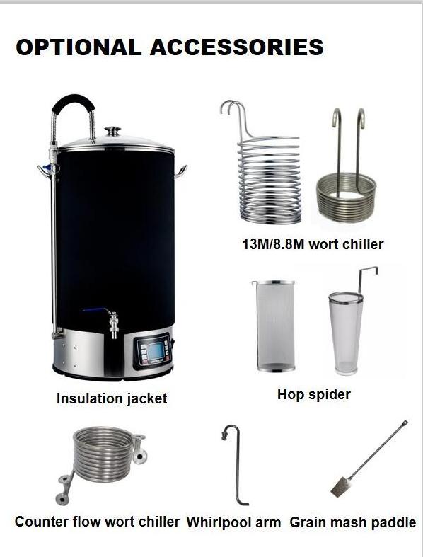 40L Homebrew,mini Brewery Equipment,micro Home Brewing Equipment in One for Craft Beer with 304 Stainless Steel Chiller All