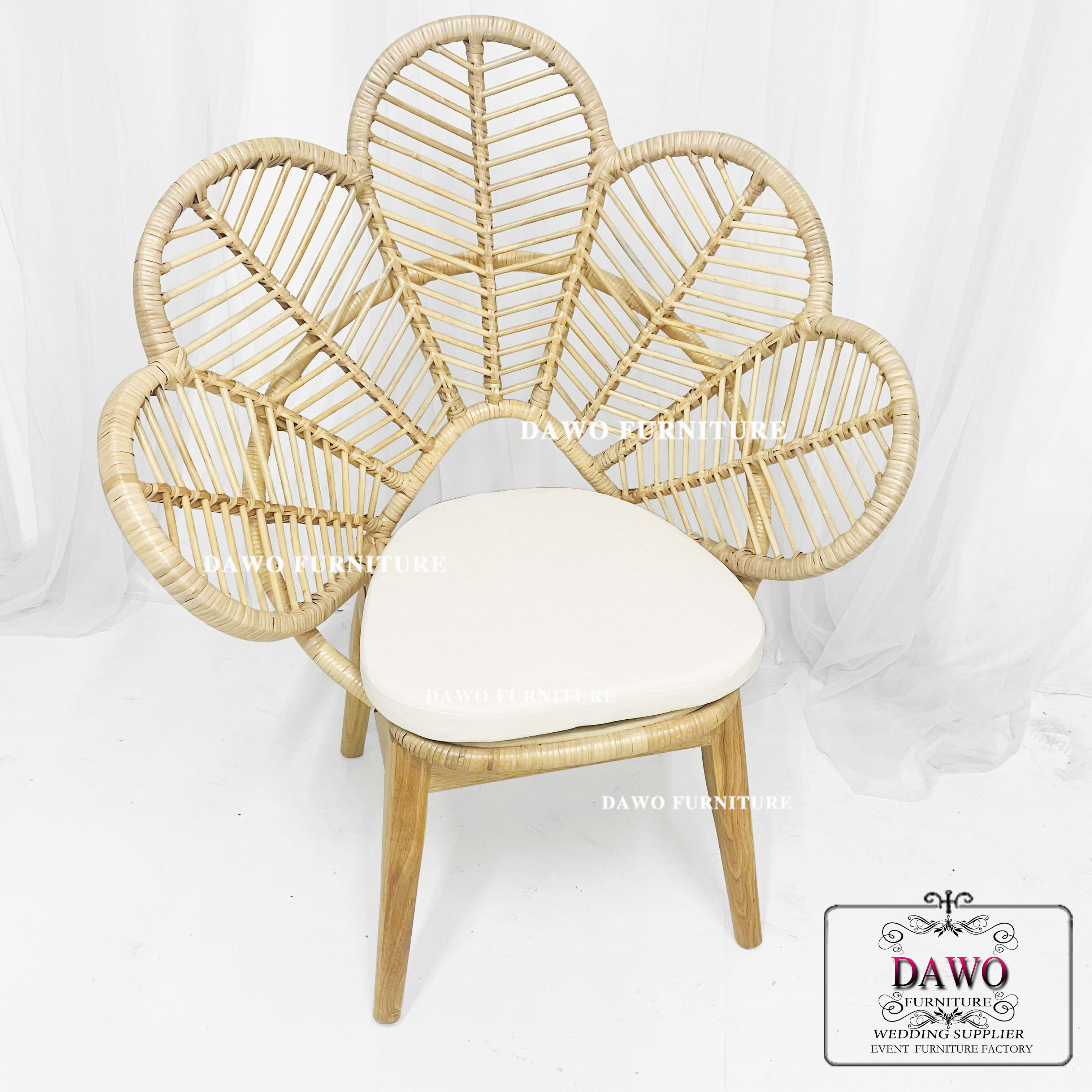 Children furniture rattan wicker flower back chairs for events party kids dining chairs