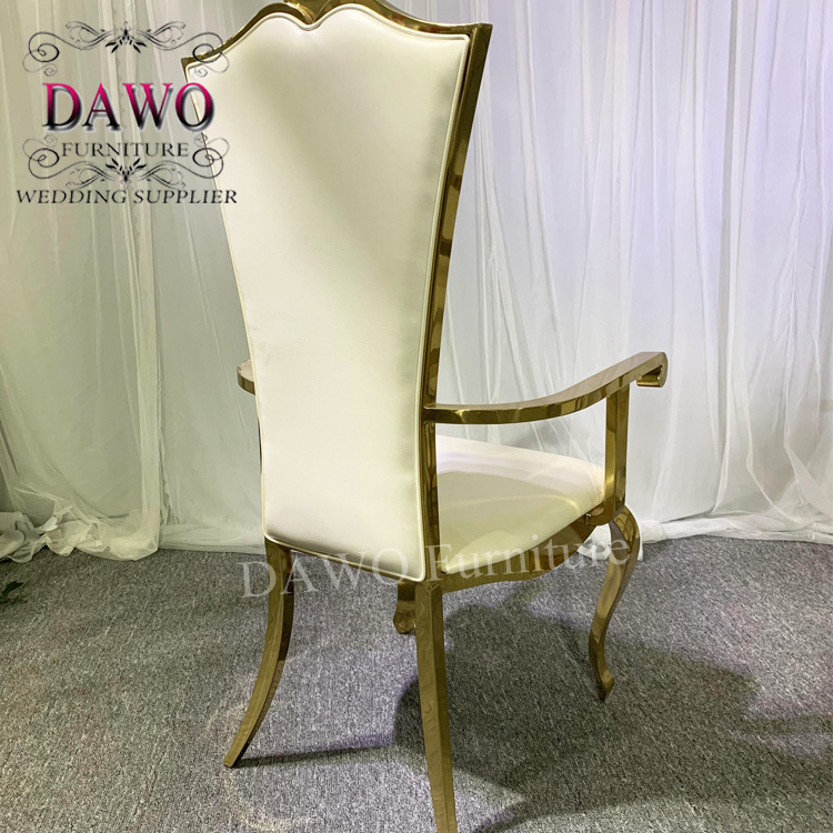 King cheap hotel leather throne golden chair white leather wedding golden chairs