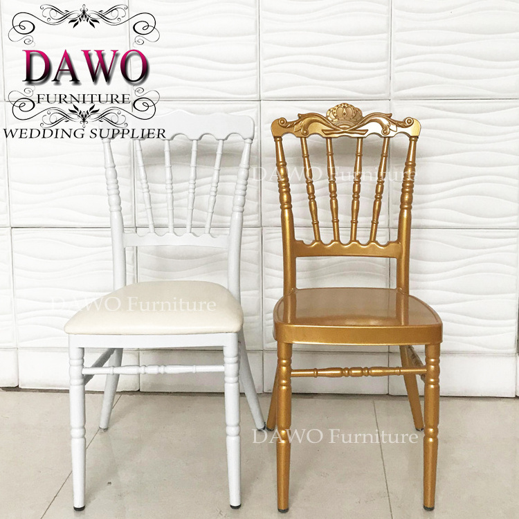 gold color royal crown wholesale metal stacking party chairs