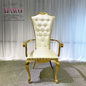 King cheap hotel leather throne golden chair white leather wedding golden chairs