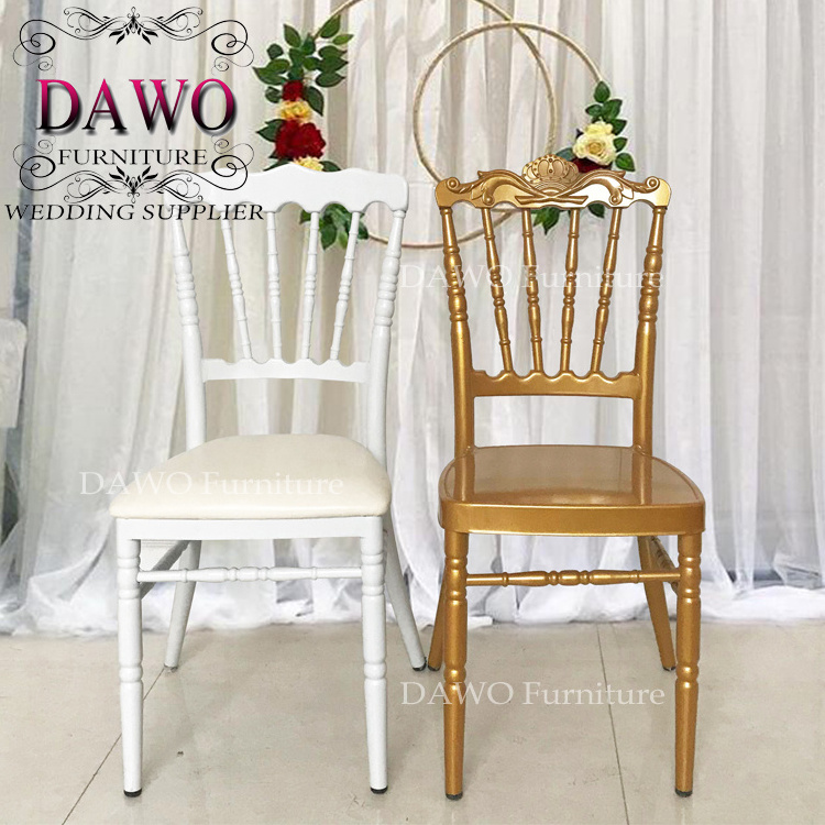 gold color royal crown wholesale metal stacking party chairs