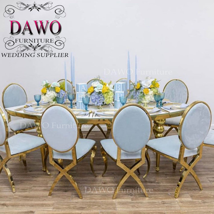 Golden wedding furniture event dining chairs for bride and groom