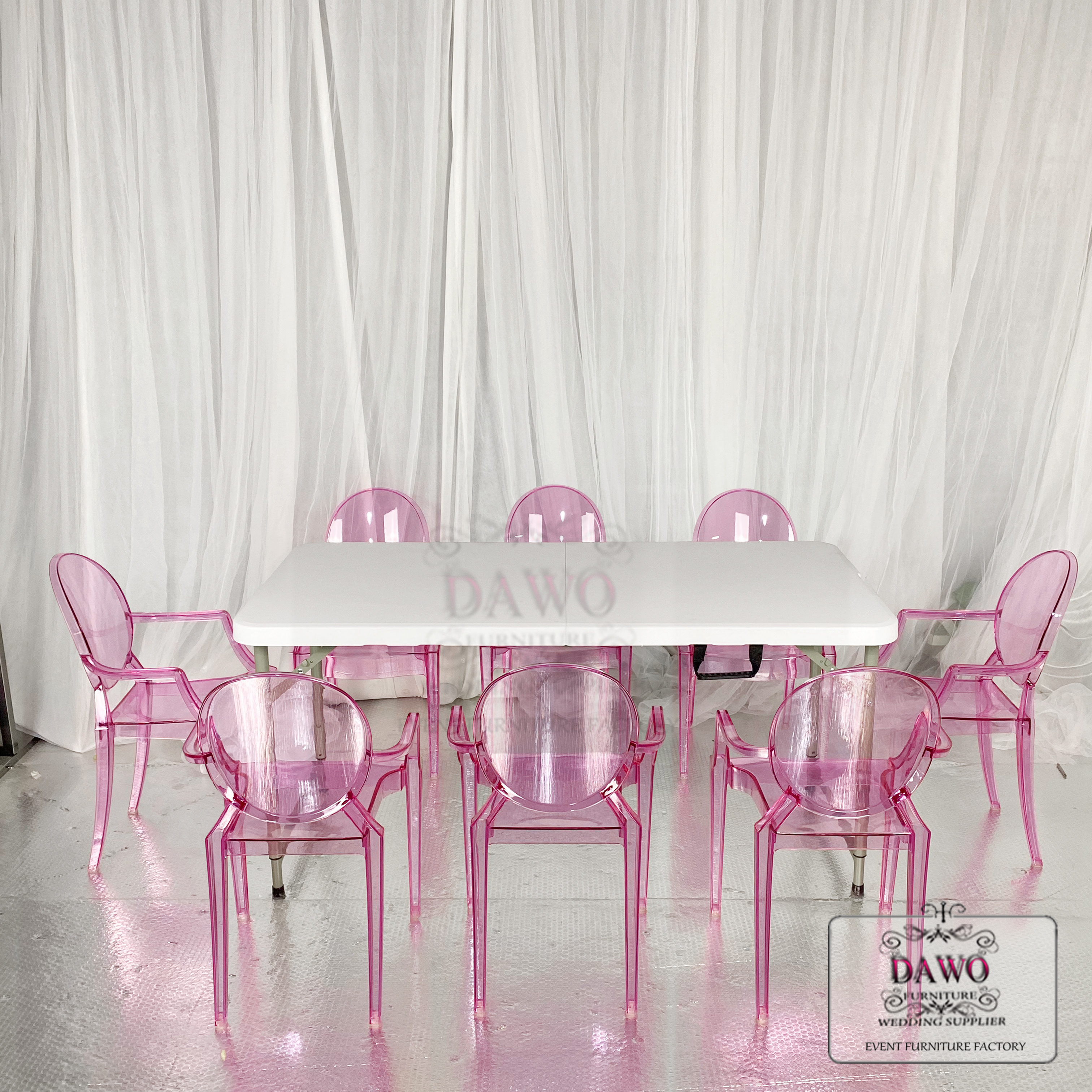 Modern design pink acrylic resin kids ghost chairs