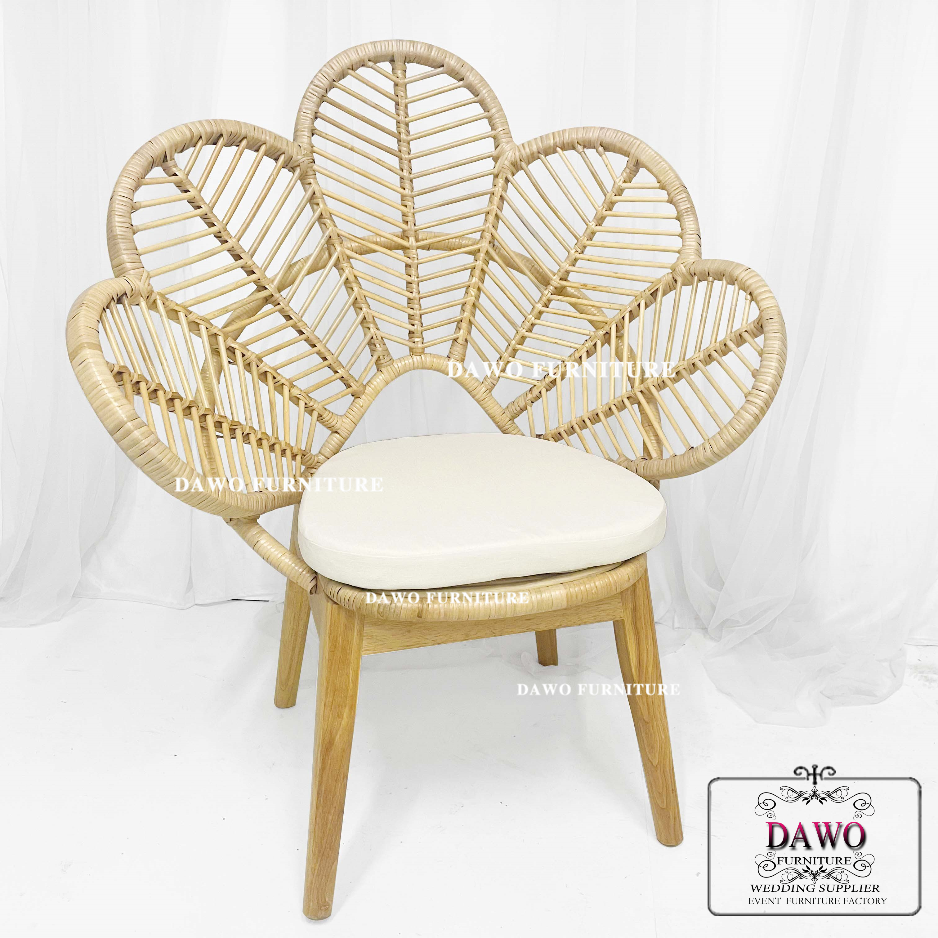 Children furniture rattan wicker flower back chairs for events party kids dining chairs