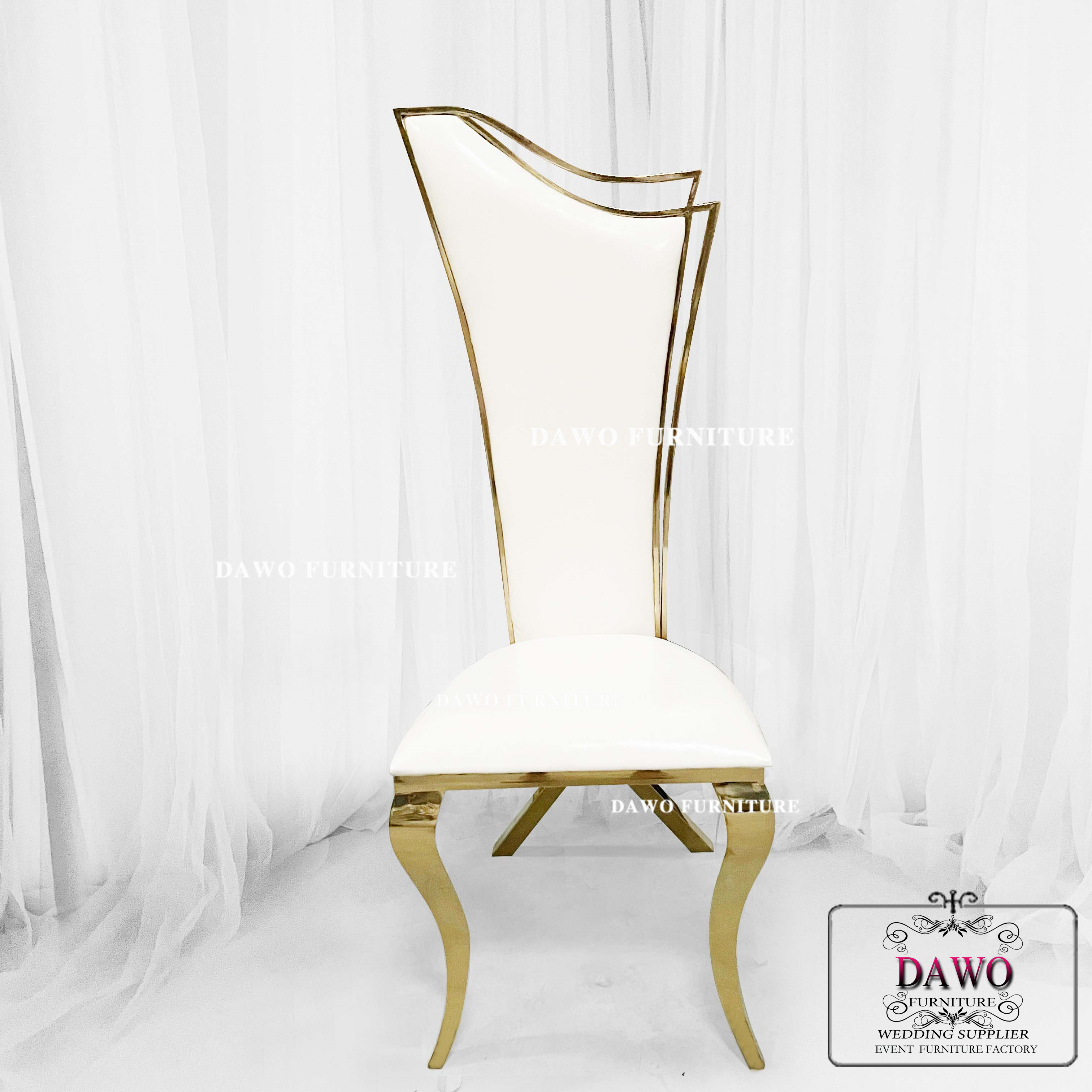 Luxury stainless steel furniture restaurant event decoration gold wedding chavari chairs