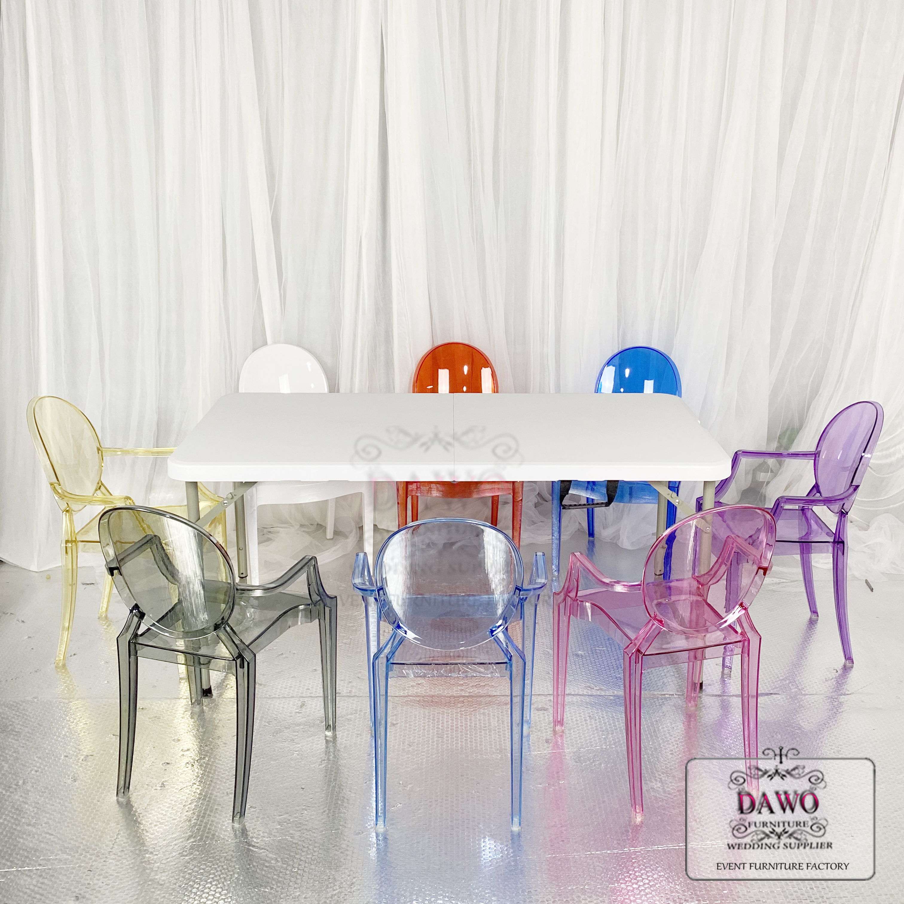 Modern design pink acrylic resin kids ghost chairs