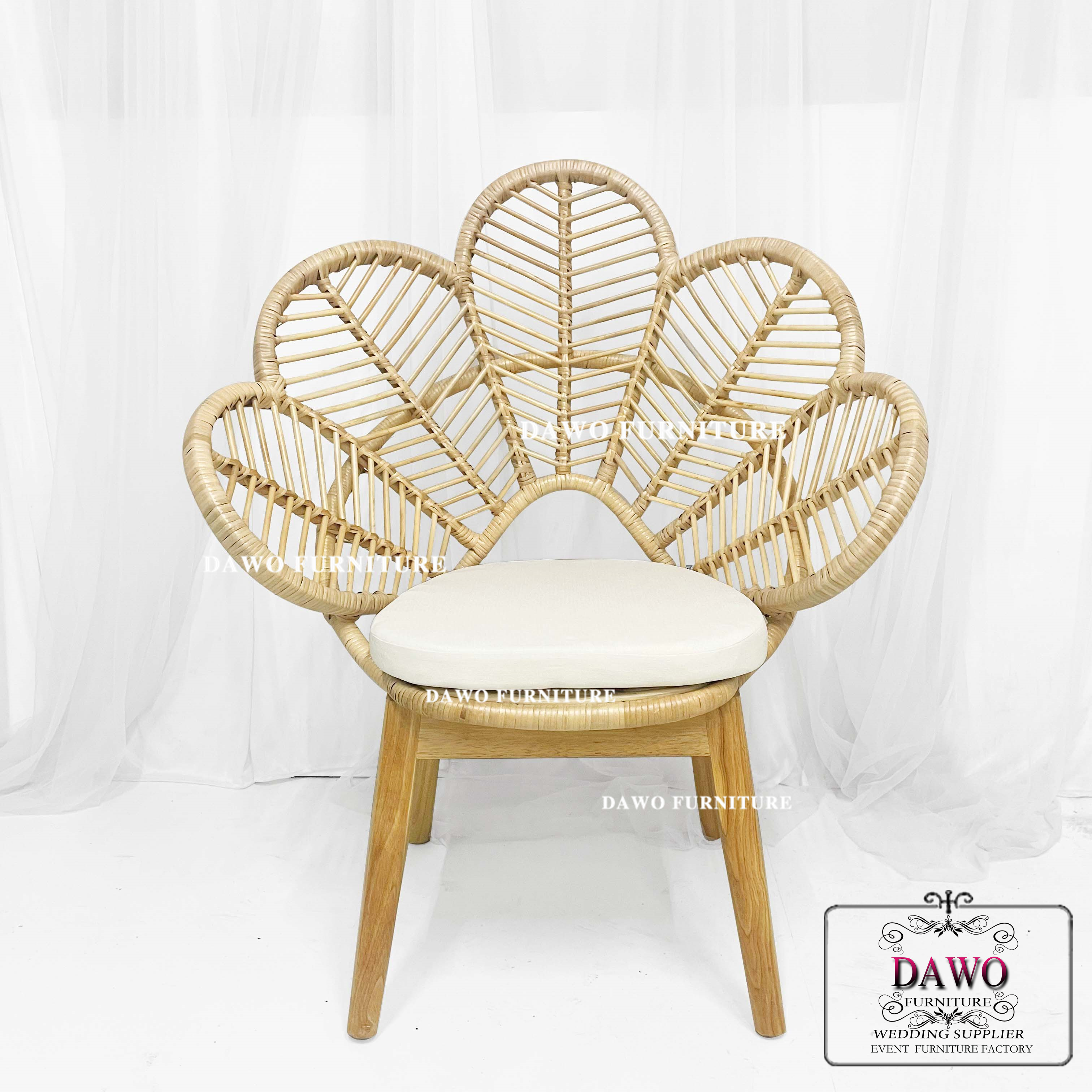 Children furniture rattan wicker flower back chairs for events party kids dining chairs