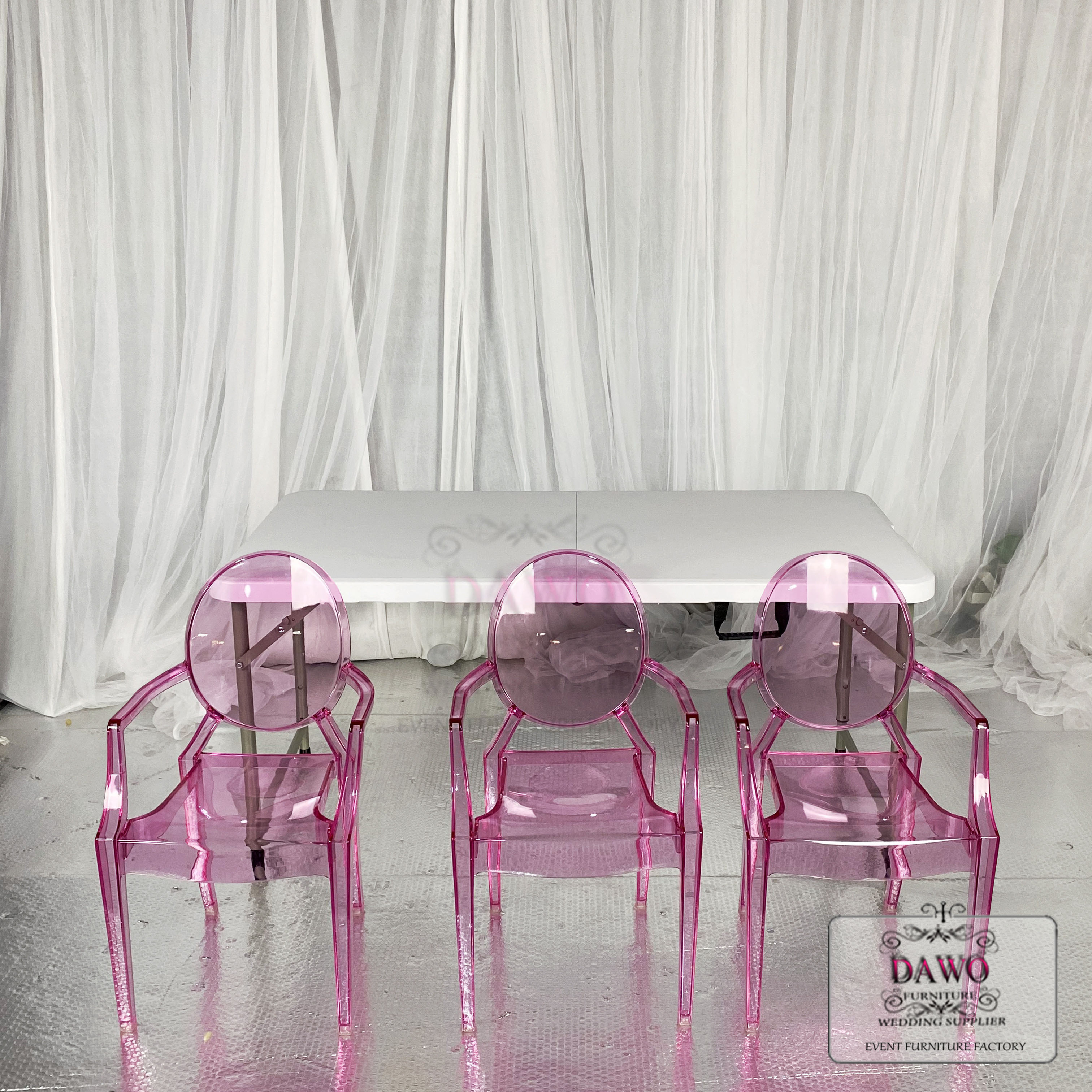 Modern design pink acrylic resin kids ghost chairs