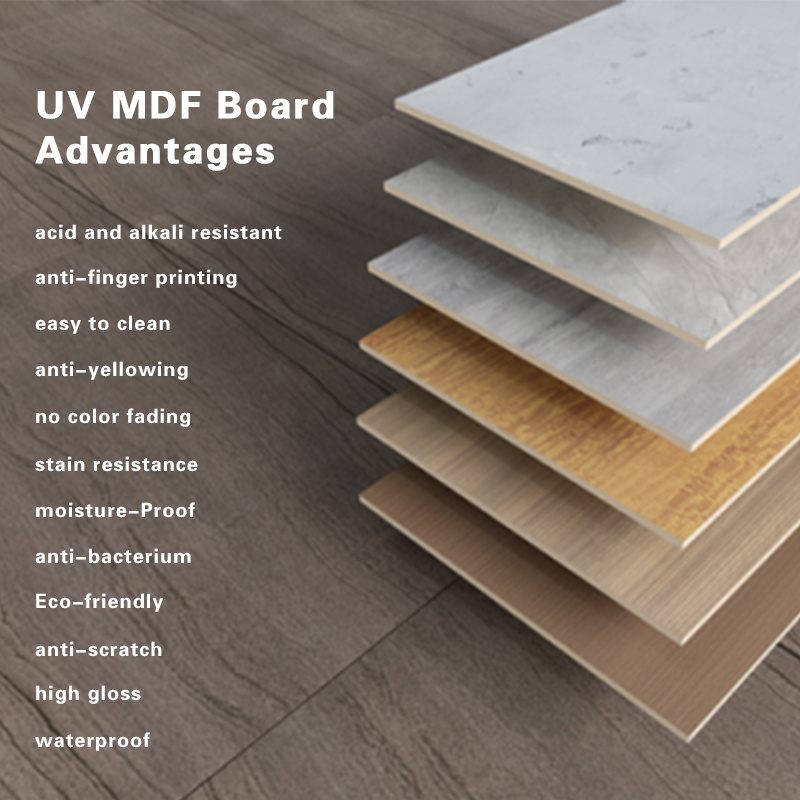 high Gloss Engraved Melamine MDF Board Sheet MDF Door  Wall Panel  Furniture UV Coated Board