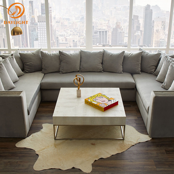 factory custom luxury modern modular arabic seating velvet u-shaped sofa set arabian majlis floor low set