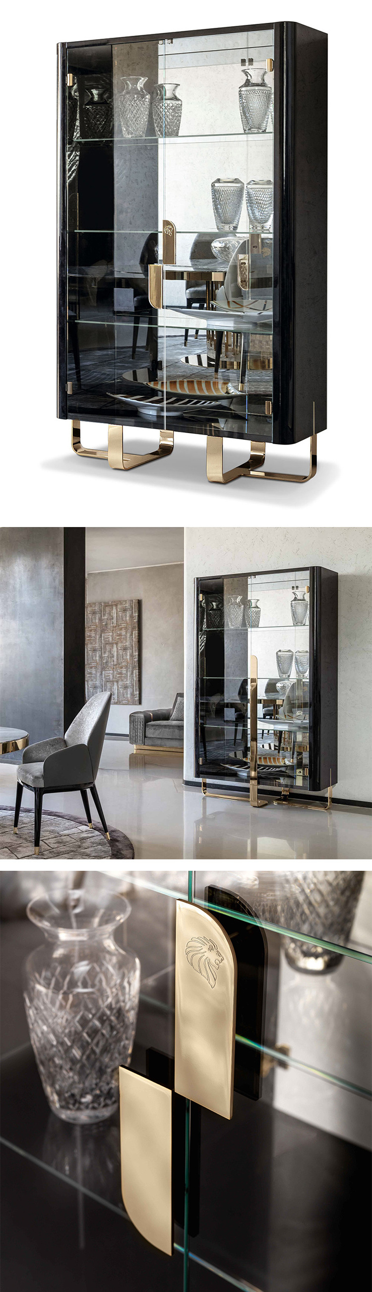 wholesale custom design luxury house wine mini bar display corner with stainless steel leg cabinet black wooden for living room