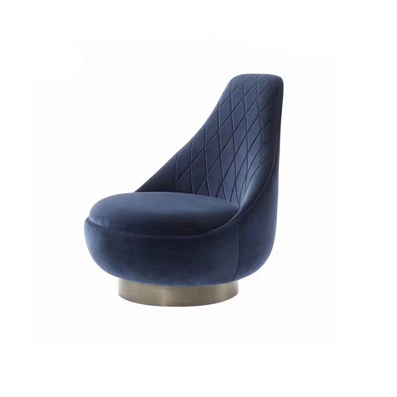 Navy blue high back big round sofa chair