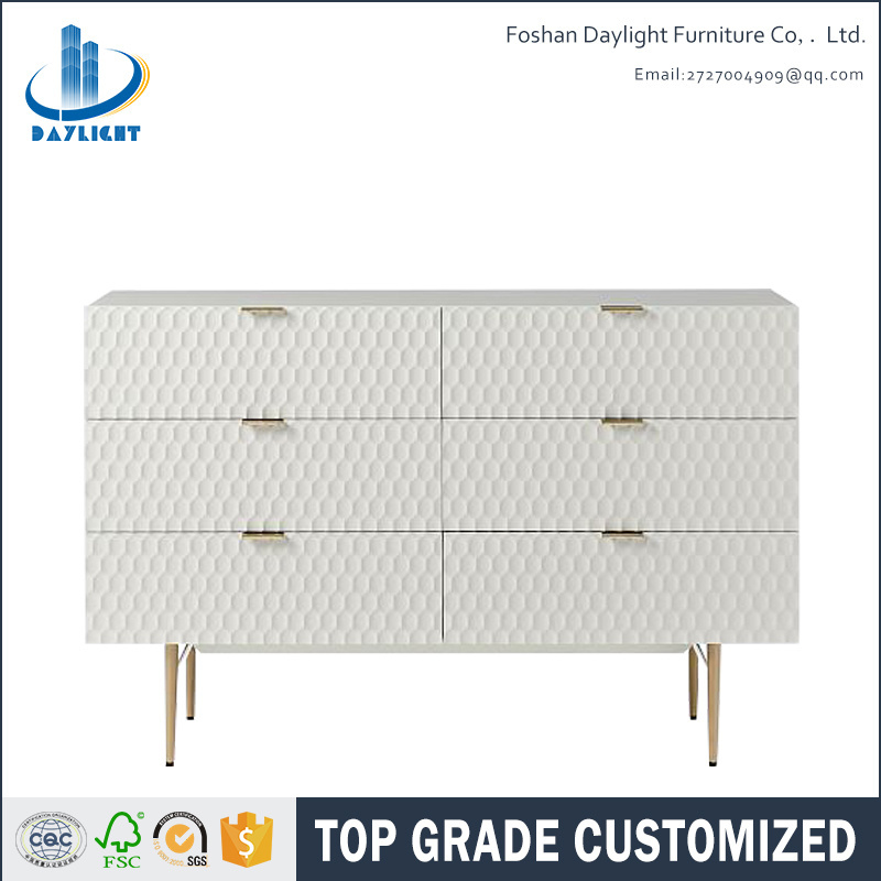 High gloss furniture white 6 drawers cabinet double dresser