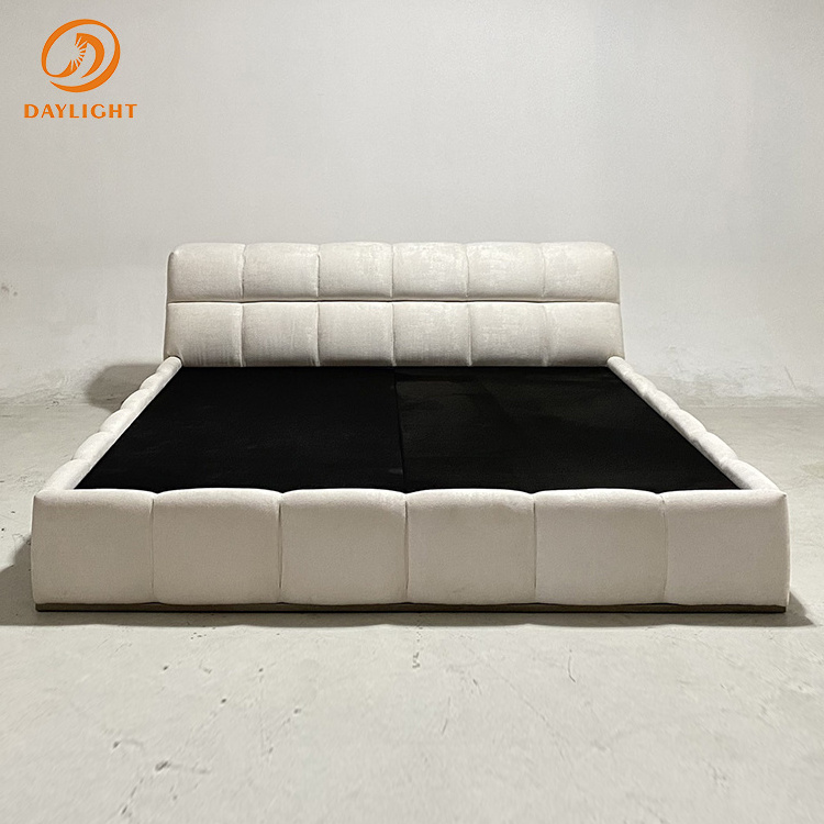 chinese foshan factory customized comforter cloud beds white tufted velvet bed with wooden frame bedroom furniture