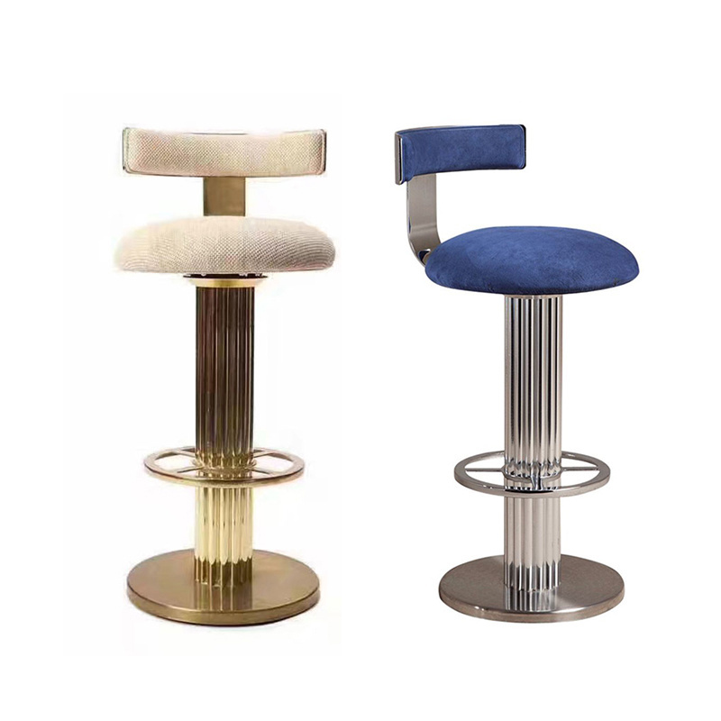 Fashion gold stainless steel leather high bar chair bar stools