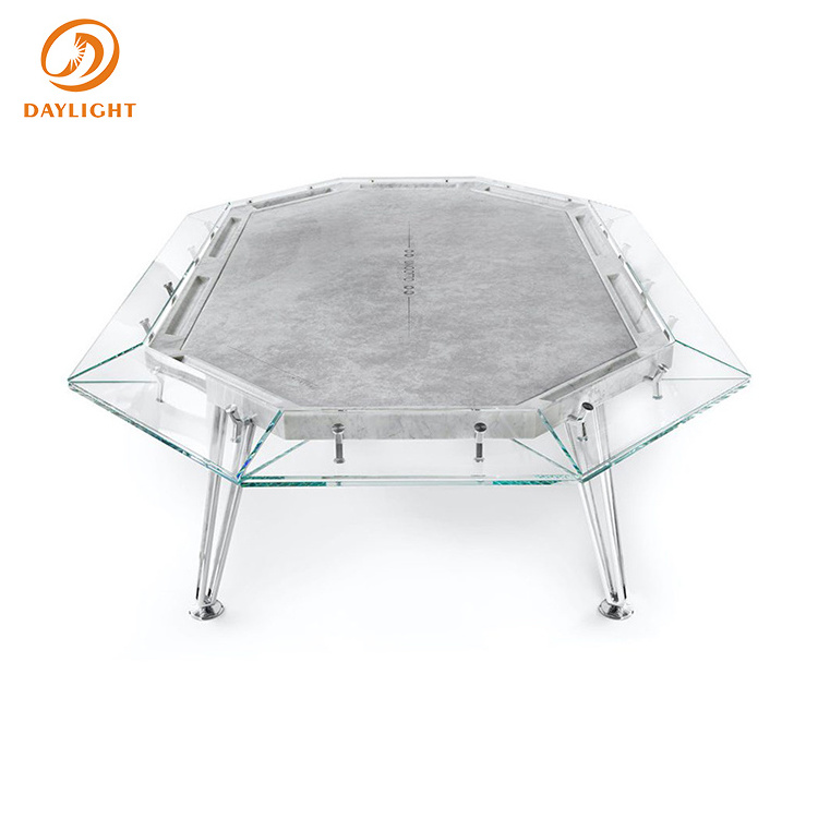 luxury modern design glass ten-player poker table stainless steel Gambling Tables