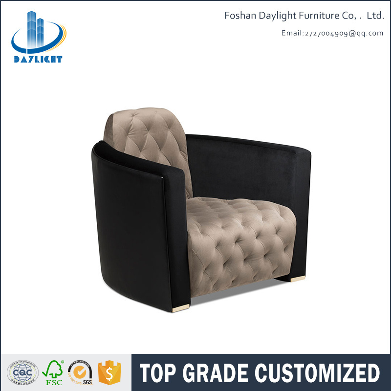 Luxury tufted designs velvet upholstered black arm sofa chair