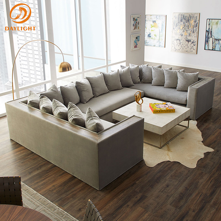 factory custom luxury modern modular arabic seating velvet u-shaped sofa set arabian majlis floor low set