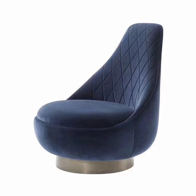 Navy blue high back big round sofa chair