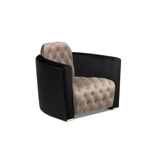 Luxury tufted designs velvet upholstered black arm sofa chair