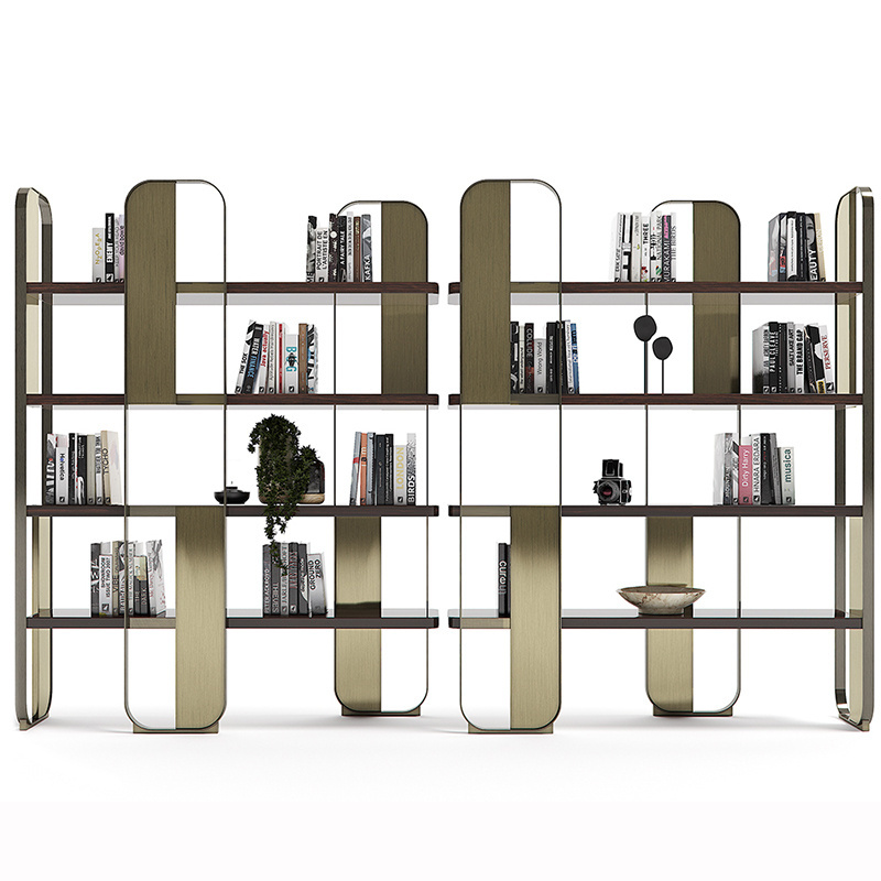 bookcase wall minimalist study desk luxury gold bookshelves modern book shelf bookcases