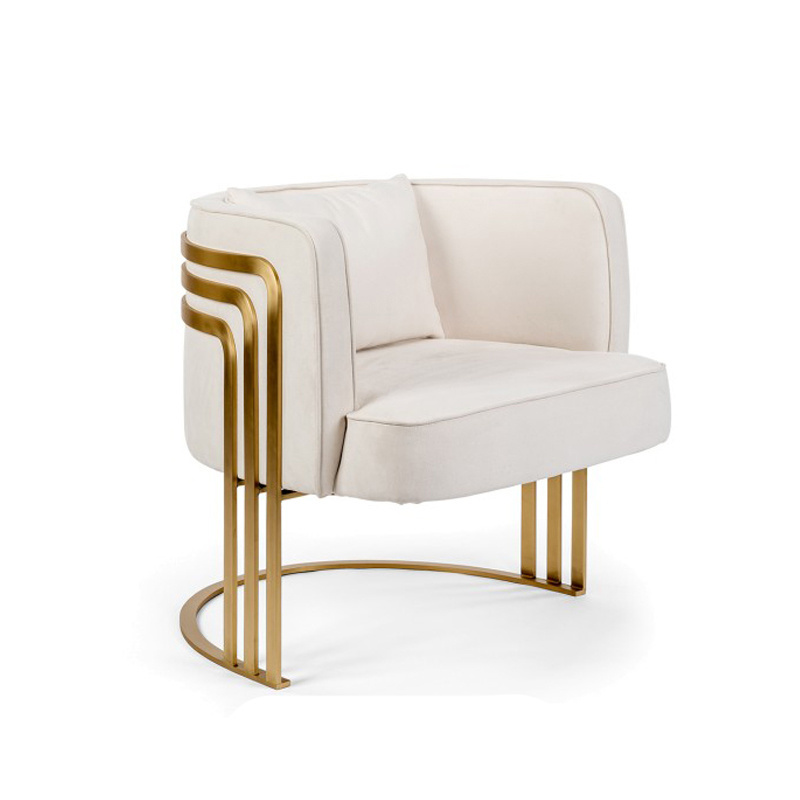 Leisure white cushion gold metal single sofa chair