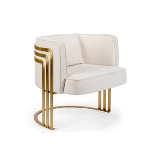 Leisure white cushion gold metal single sofa chair