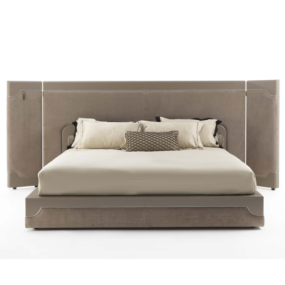 Bed room furniture folding headboard grey velvet queen size bed