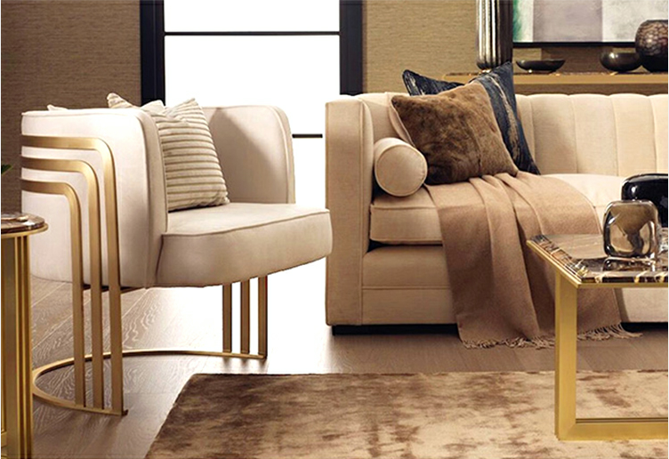 Leisure white cushion gold metal single sofa chair