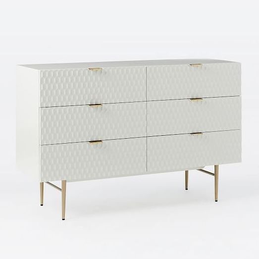 High gloss furniture white 6 drawers cabinet double dresser