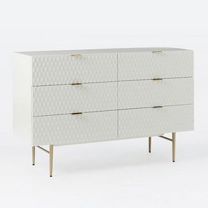 High gloss furniture white 6 drawers cabinet double dresser