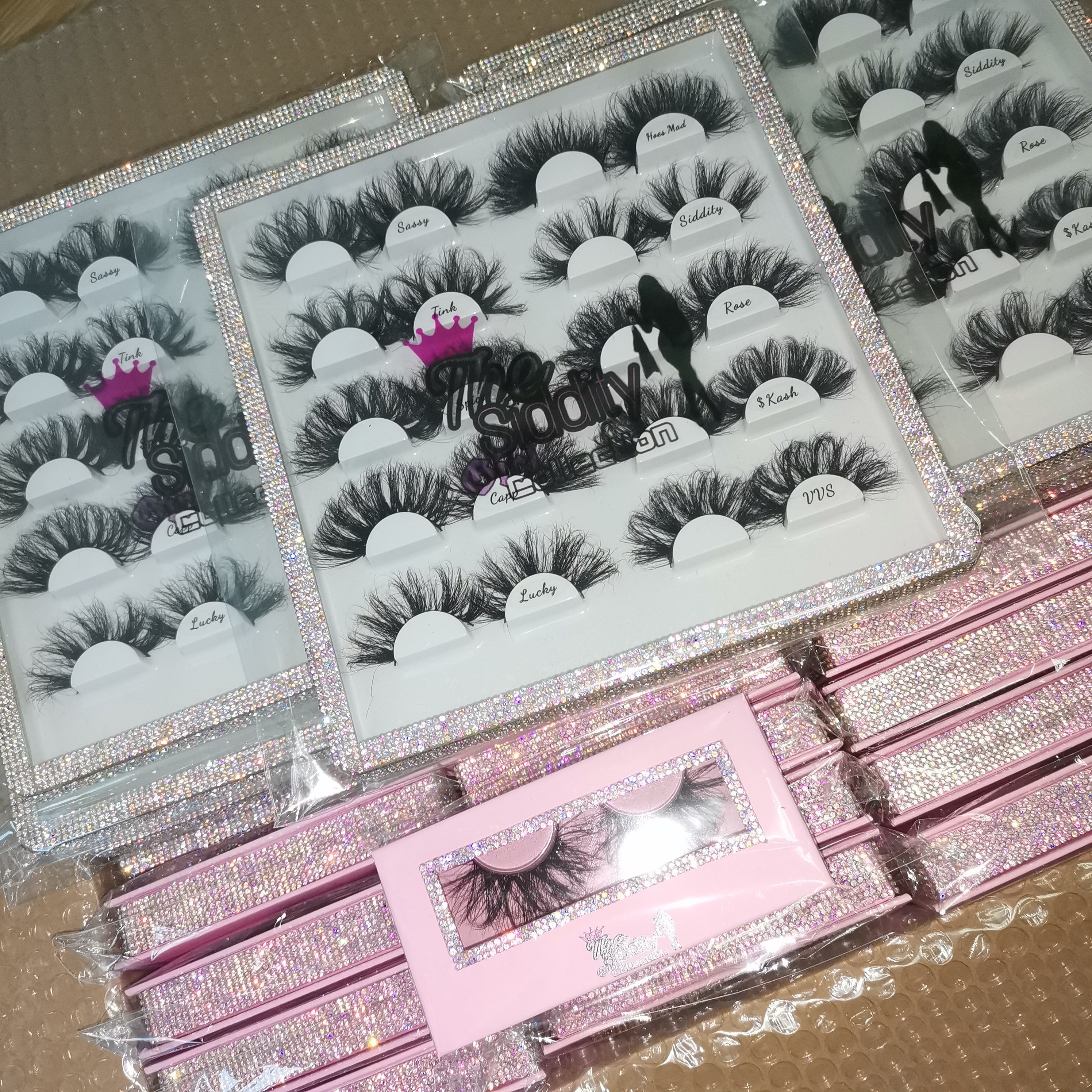 Wholesale 25mm super fluffy 5d XL mink eyelashes Private Label Lash With Pink Diamond Packaging Box