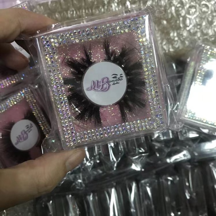 Wholesale 25mm super fluffy 5d XL mink eyelashes Private Label Lash With Pink Diamond Packaging Box