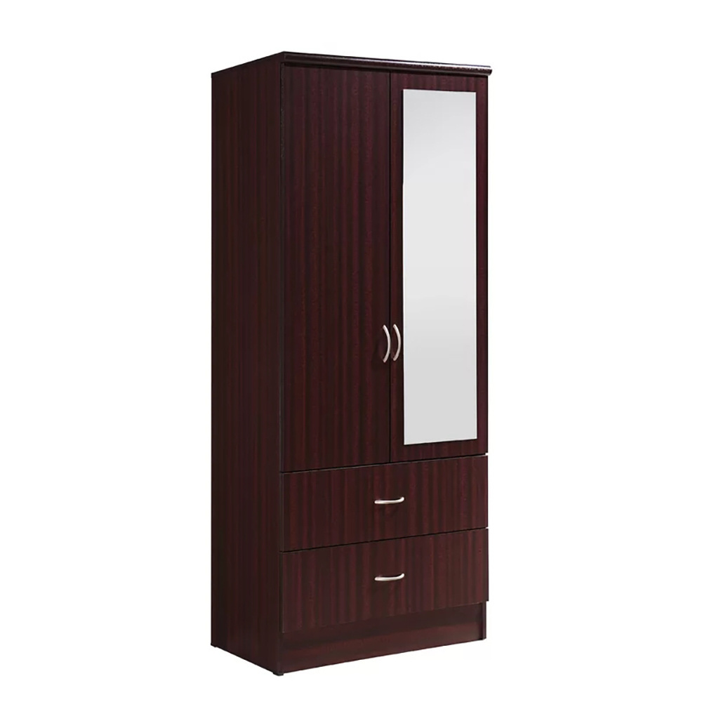 Wholesale Price Wooden Closet for Clothes Nordic Style Bedroom Furniture Wooden 2 Door Wardrobe