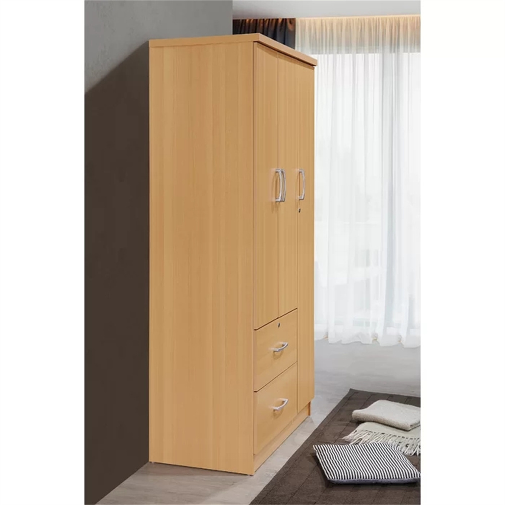 Cheap Corner Bedroom Storage Wooden Furniture Clothes Closet Armoire Wardrobe Flat Pack