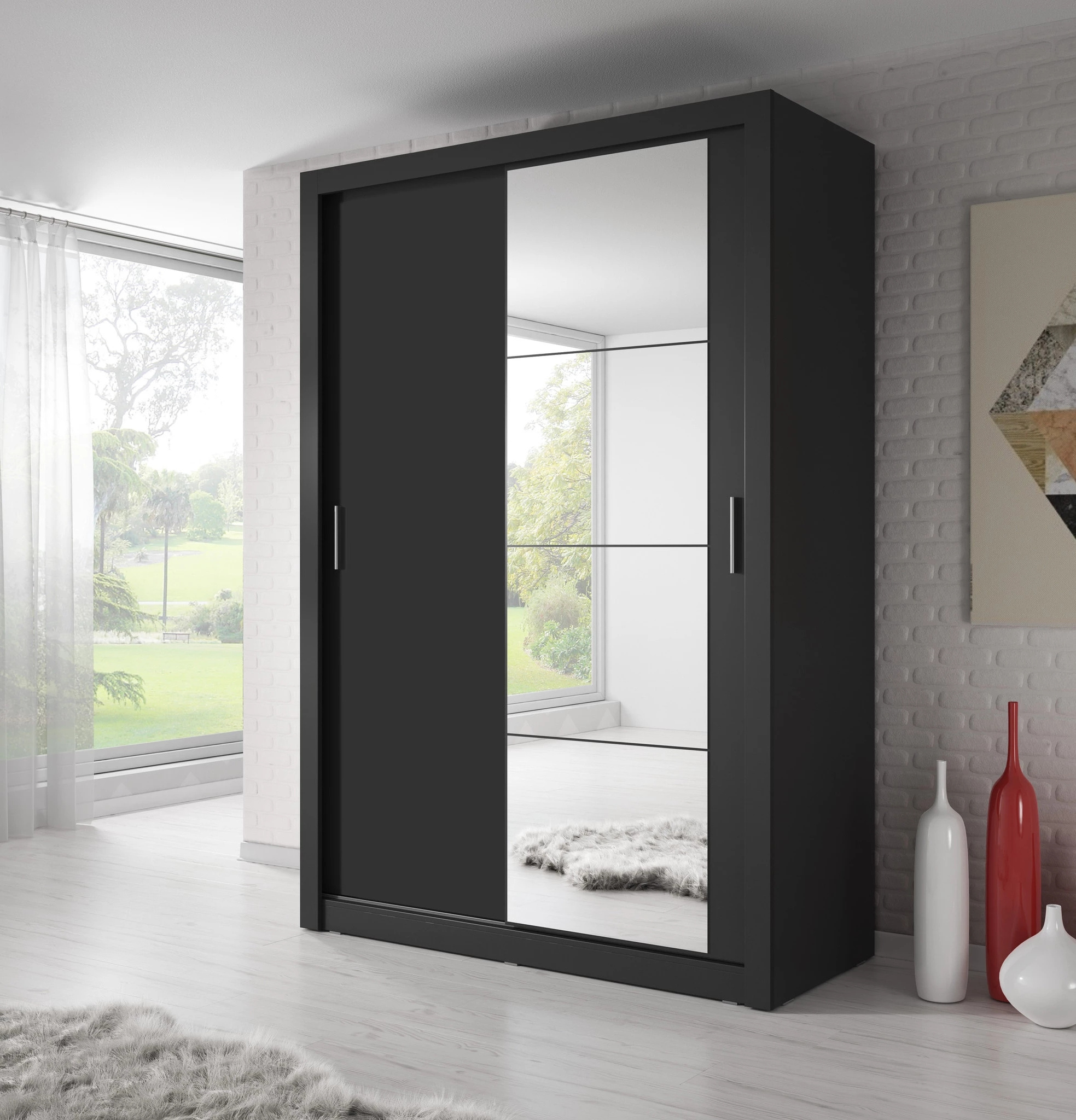 New design engineered wood wardrobe dark wood wardrobe two doors