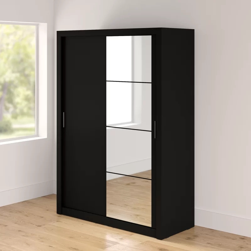 New design engineered wood wardrobe dark wood wardrobe two doors