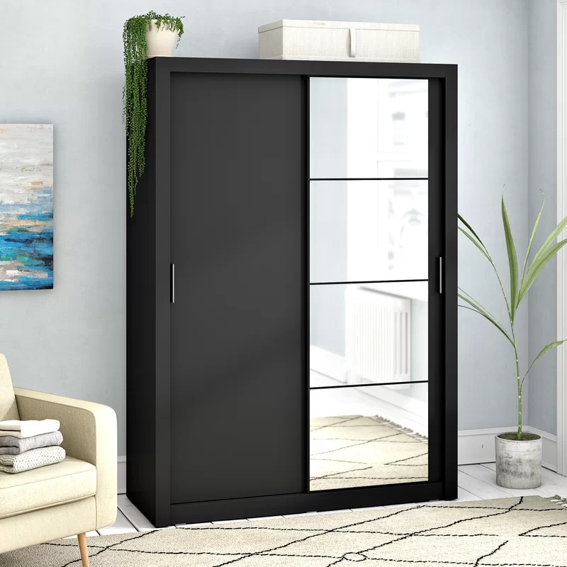 New design engineered wood wardrobe dark wood wardrobe two doors