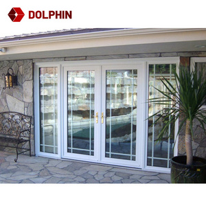 Factory Inswing French Door Models Grill Design German Hardware Accessories Aluminium Wood Glass Waterproof Dolphin Modern Villa