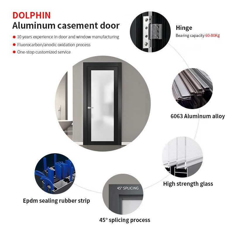 Factory Inswing French Door Models Grill Design German Hardware Accessories Aluminium Wood Glass Waterproof Dolphin Modern Villa