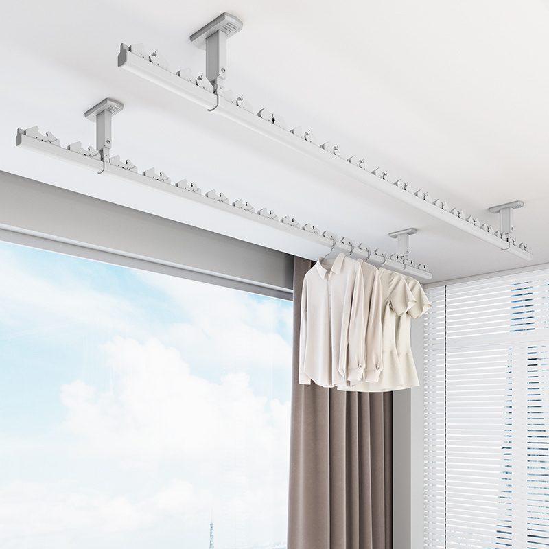 High quality Wall mounted drying rack with windproof clips ceiling drying rack clothes household clothes hangers