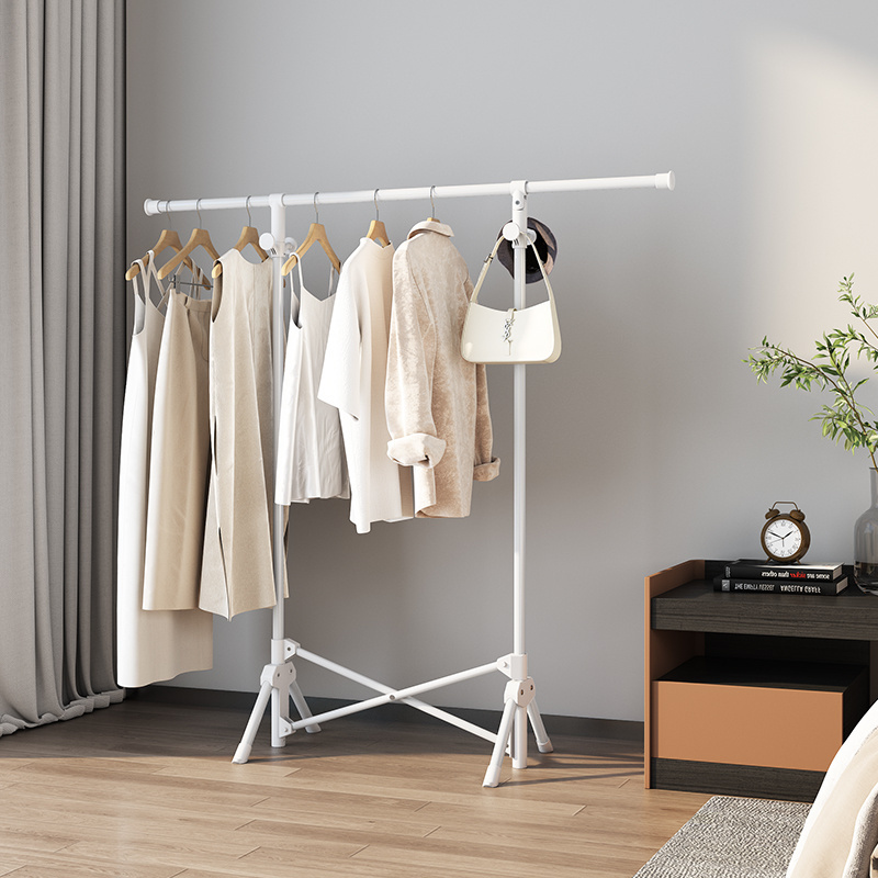 Heavy Duty Portable Hanging Stand Garment Racks Laundry Cloth Hanger Drying Rack Rail Carbon Steel Foldable Clothes Drying Rack